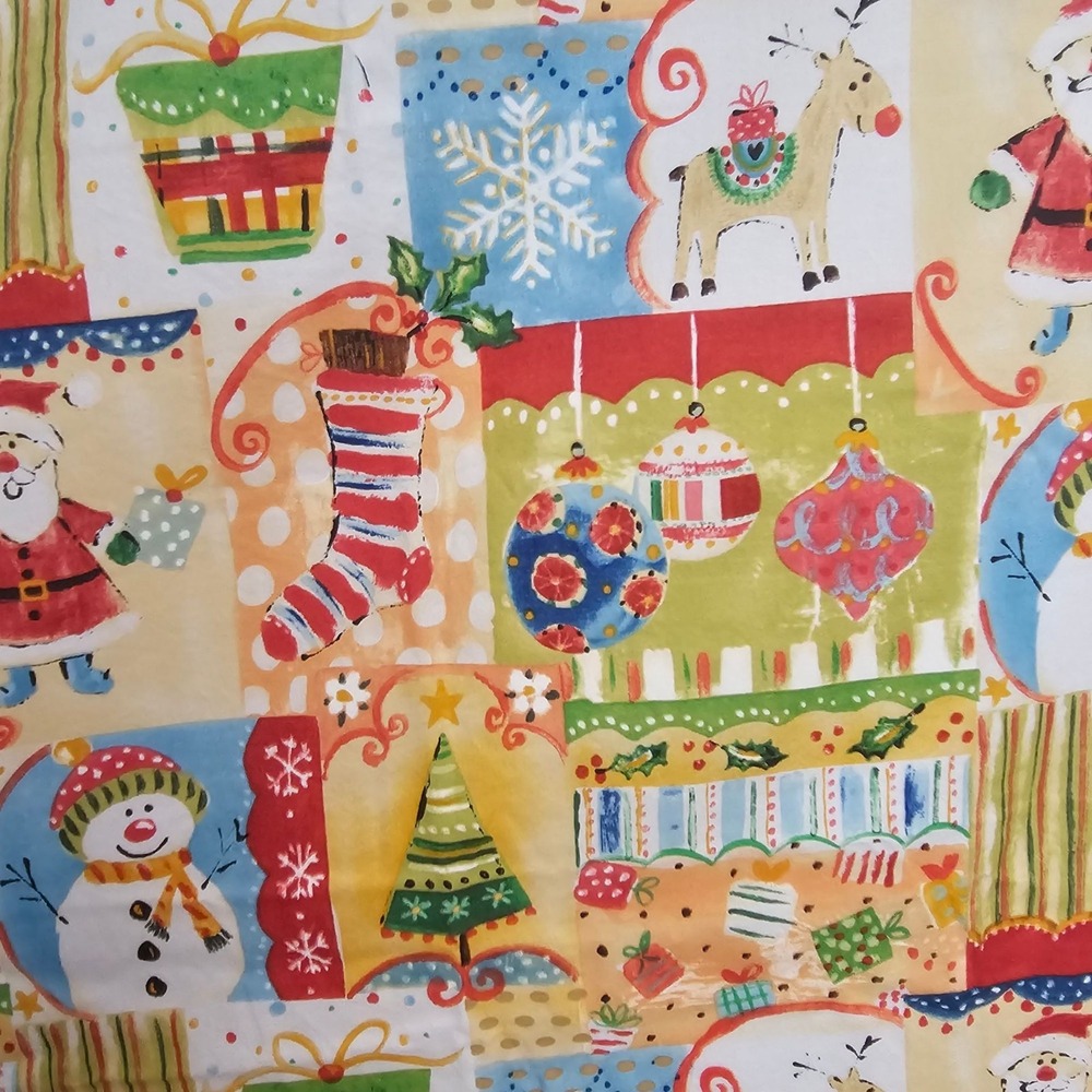 Jane Kitching for Spectrix Christmas Holiday Cotton Fabric 42x58" Santa Snowman - Picture 10 of 15